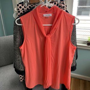 Sleeveless Tie-Front Blouse